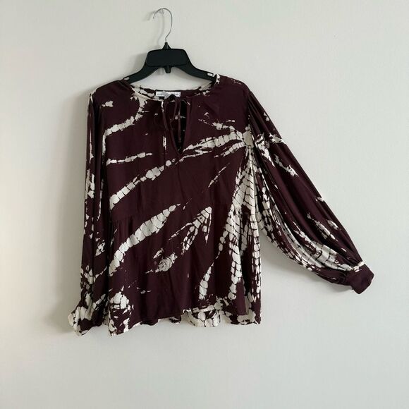 Young Fabulous & Brok  brown Cream pattern Boho Top Extra Small - Picture 4 of 10